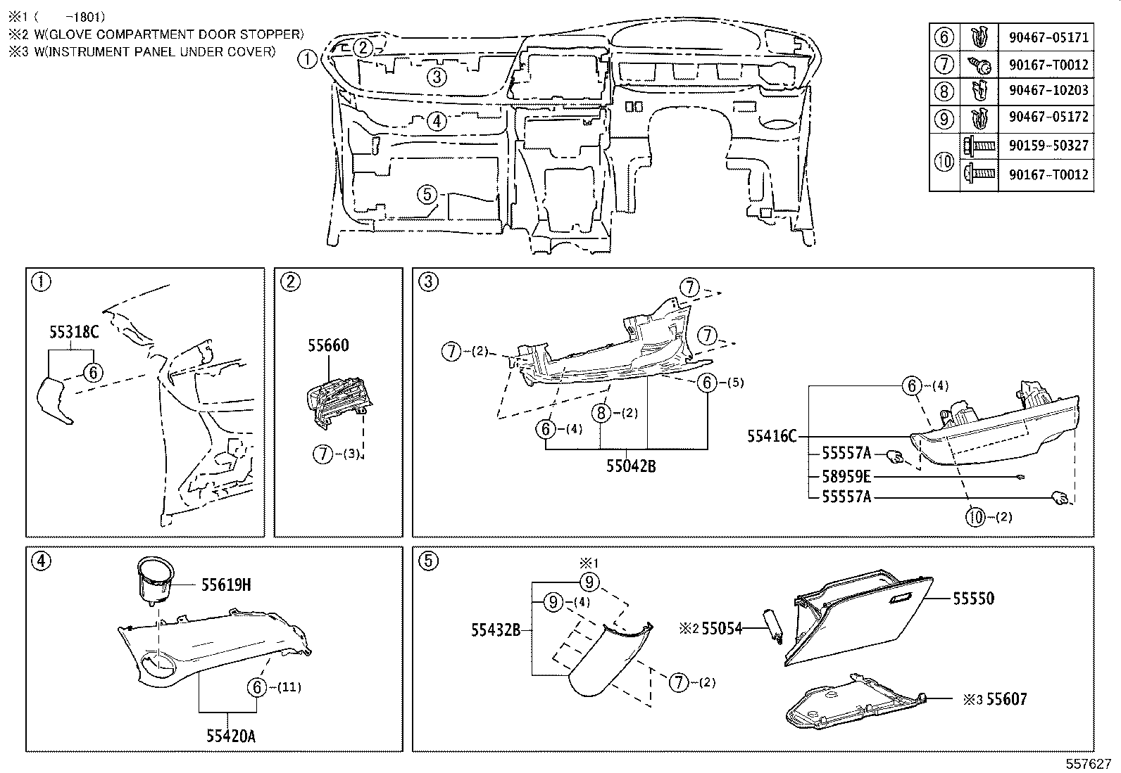 55042-0D050-C0 DOOR SUB-ASSY, INSTRUMENT PANEL BOX, NO.2 product image
