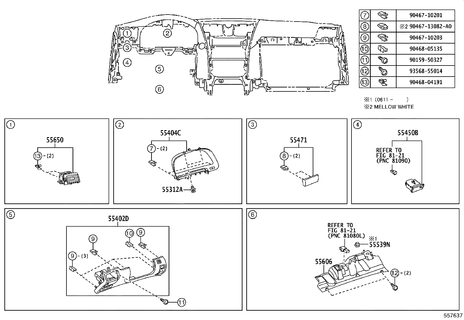 55054-50110 STOPPER SUB-ASSY, GLOVE COMPARTMENT DOOR product image