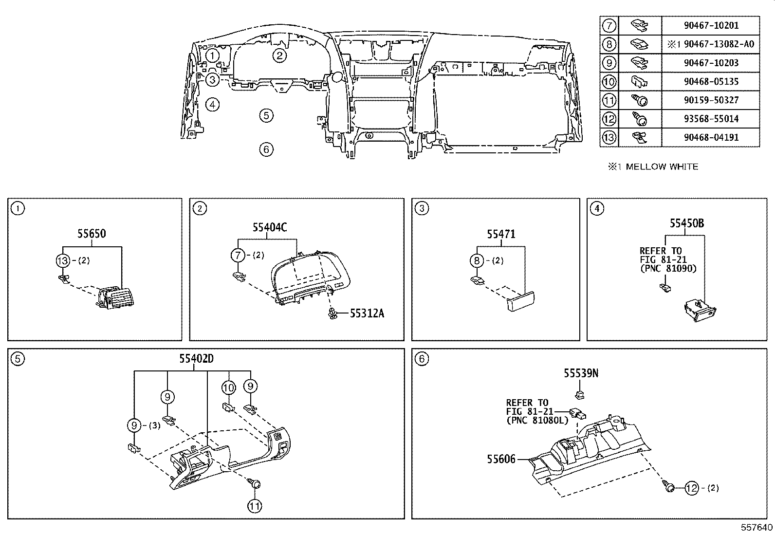 55054-50110 STOPPER SUB-ASSY, GLOVE COMPARTMENT DOOR product image
