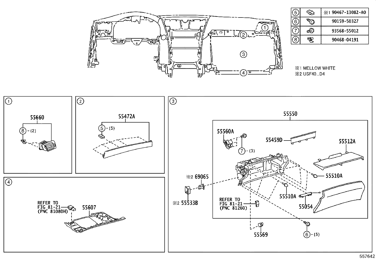 55054-50110 STOPPER SUB-ASSY, GLOVE COMPARTMENT DOOR product image