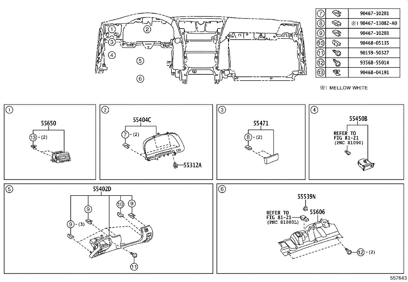 55054-50110 STOPPER SUB-ASSY, GLOVE COMPARTMENT DOOR product image