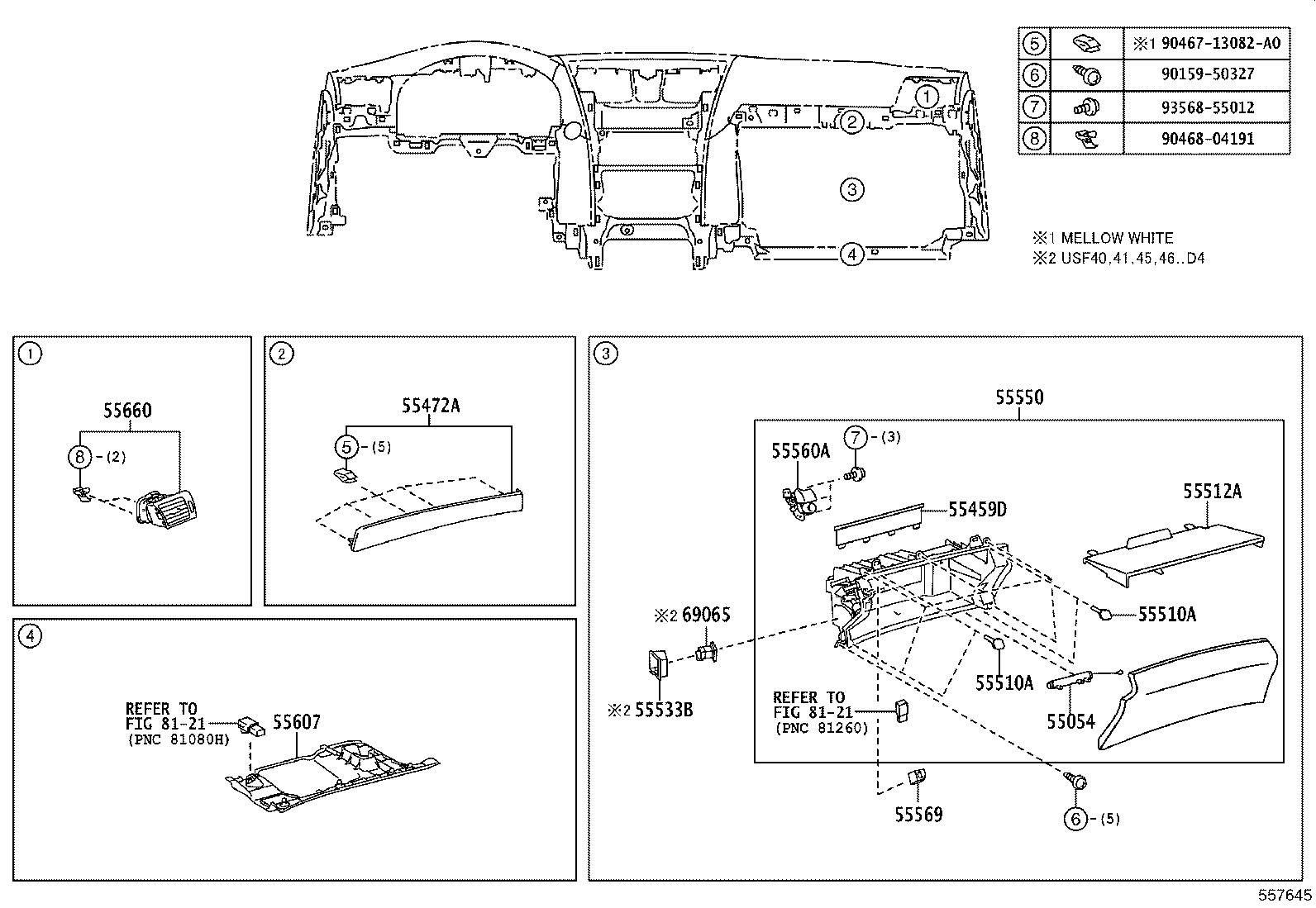 55054-50110 STOPPER SUB-ASSY, GLOVE COMPARTMENT DOOR product image