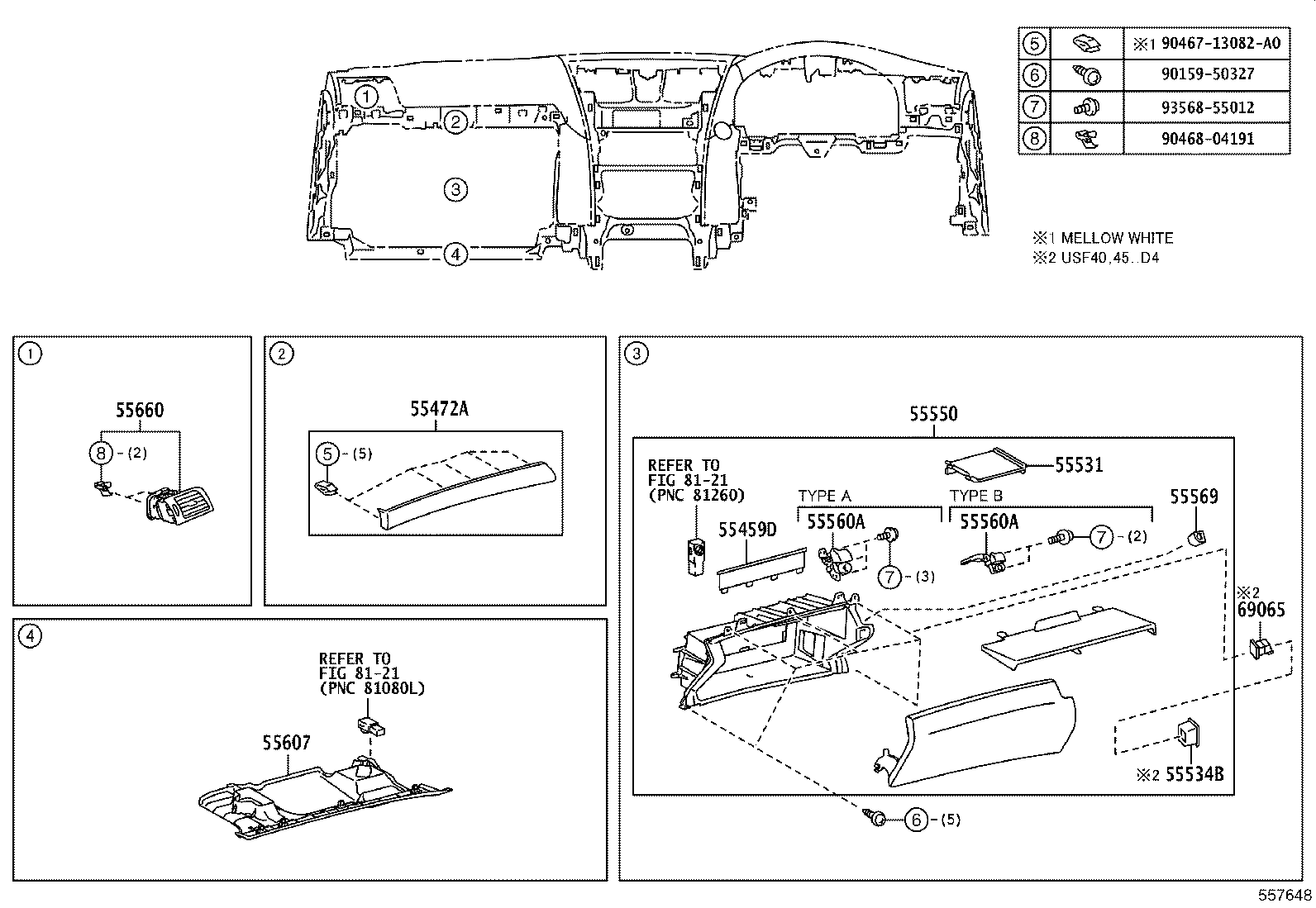 55054-50110 STOPPER SUB-ASSY, GLOVE COMPARTMENT DOOR product image