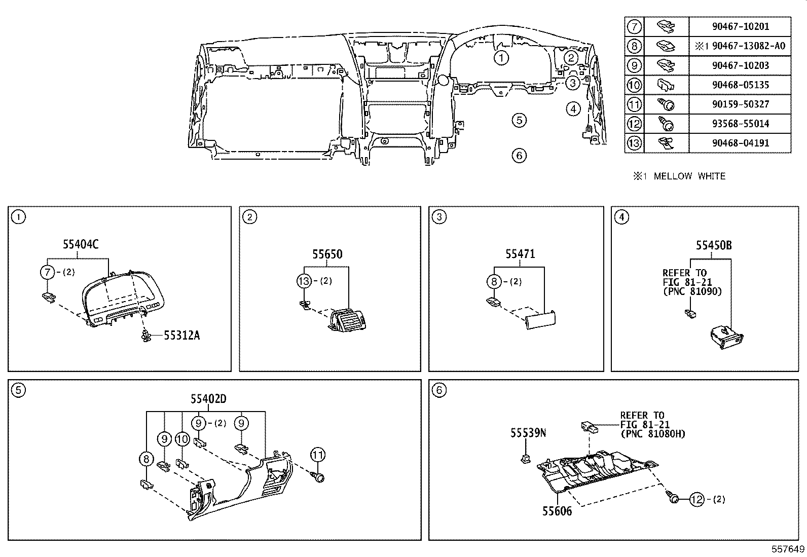 55054-50110 STOPPER SUB-ASSY, GLOVE COMPARTMENT DOOR product image