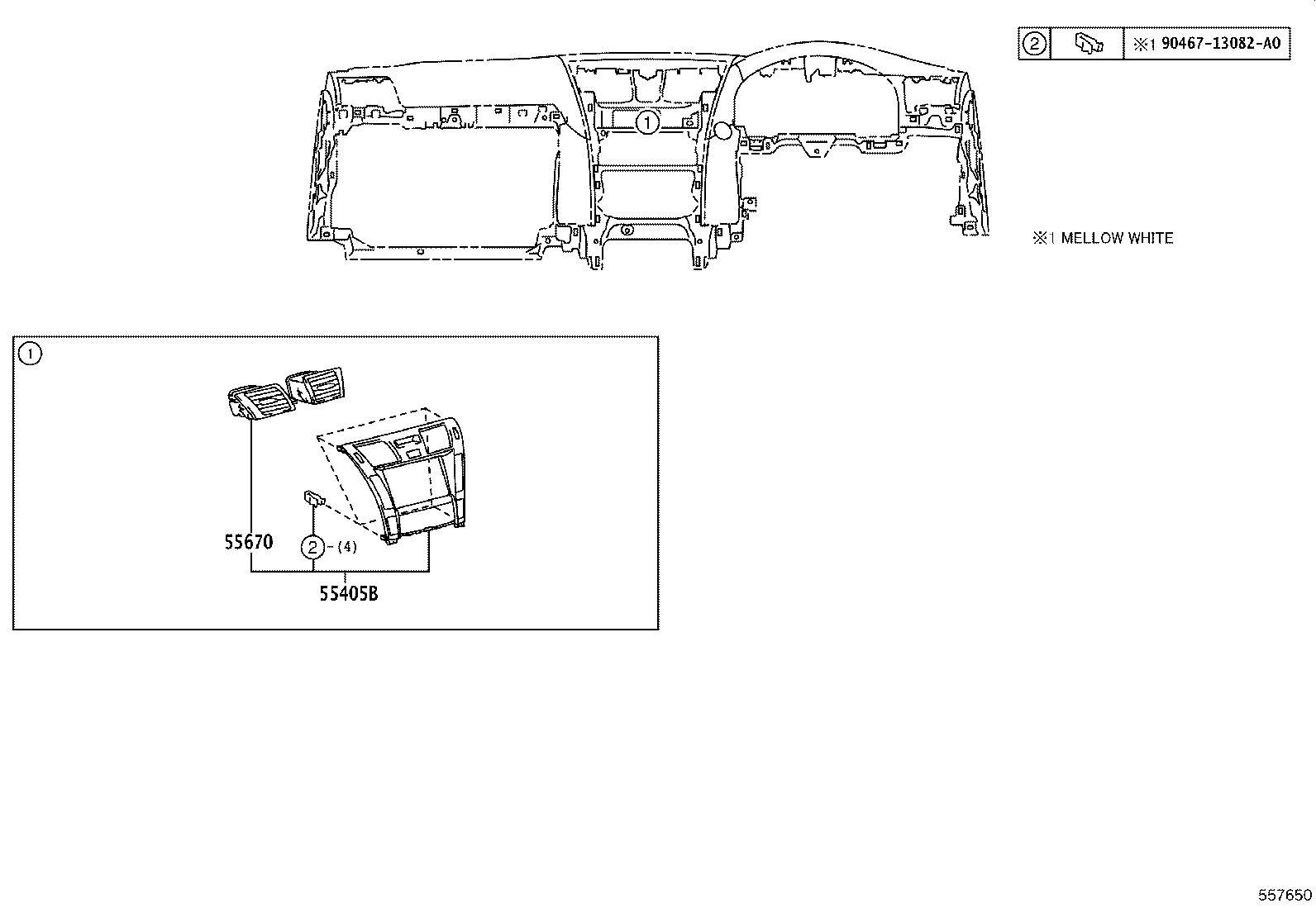 55054-50110 STOPPER SUB-ASSY, GLOVE COMPARTMENT DOOR product image