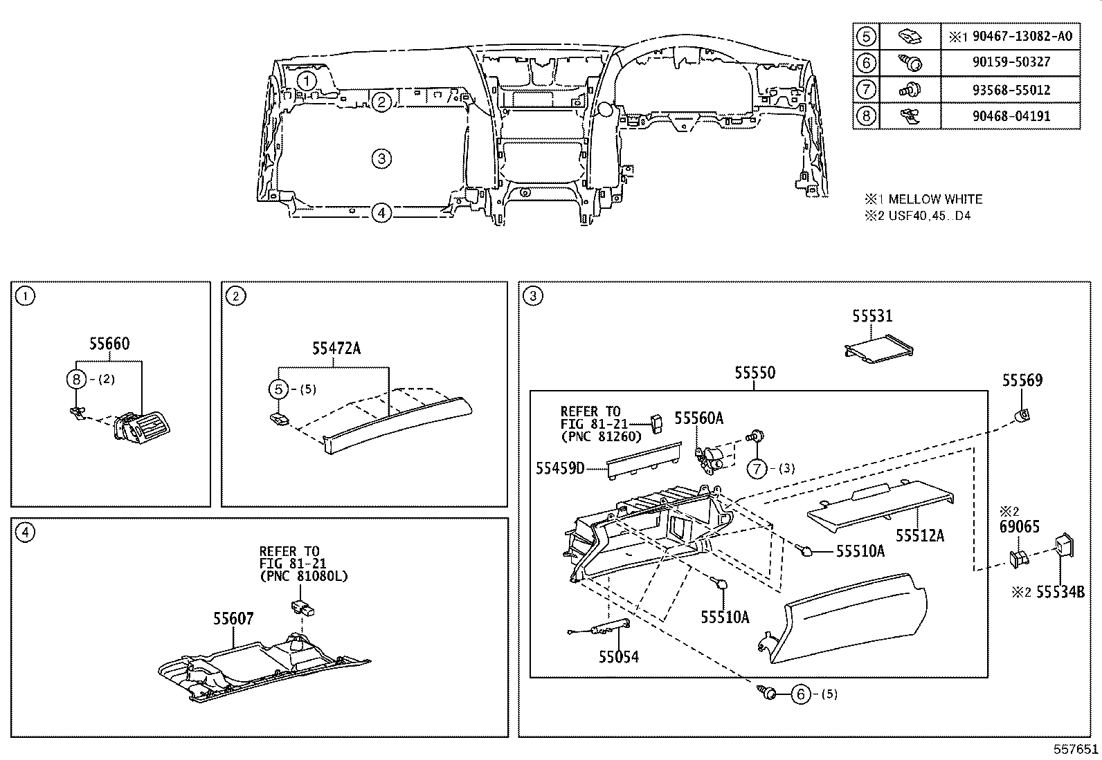 55054-50110 STOPPER SUB-ASSY, GLOVE COMPARTMENT DOOR product image