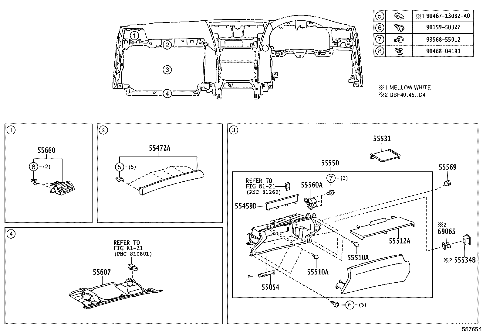 55054-50110 STOPPER SUB-ASSY, GLOVE COMPARTMENT DOOR product image