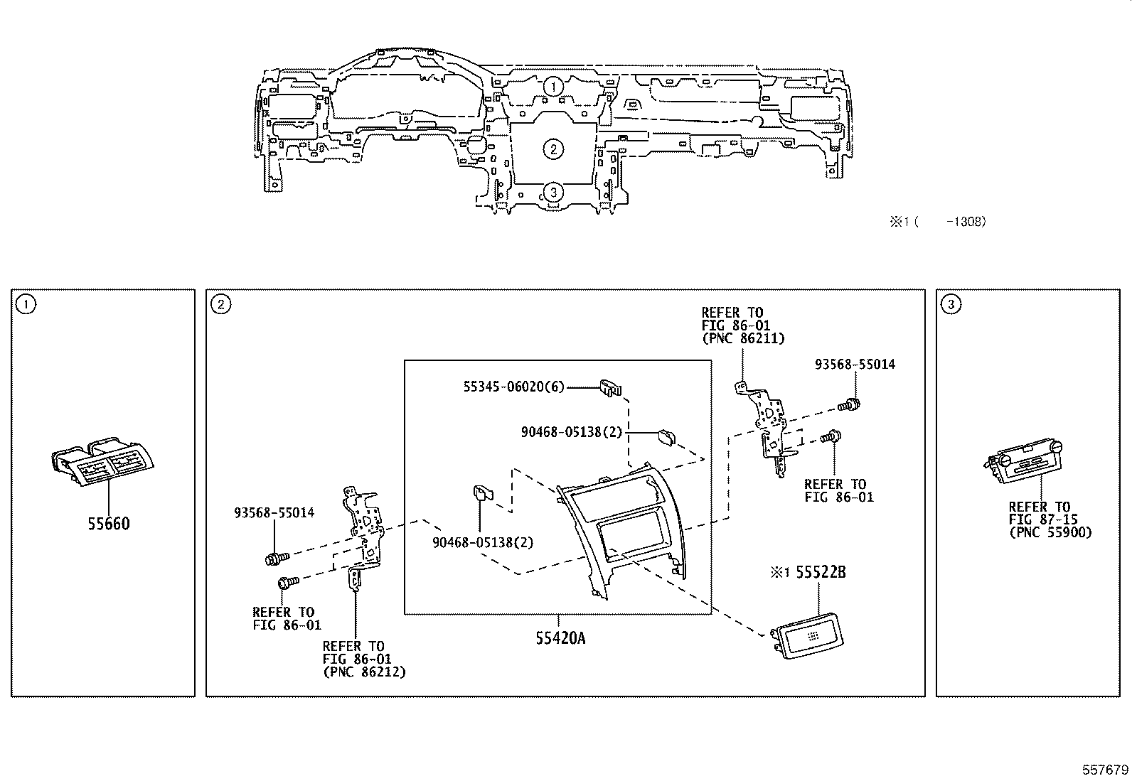 55405-06150 PANEL SUB-ASSY, INSTRUMENT CLUSTER FINISH, CENTER product image
