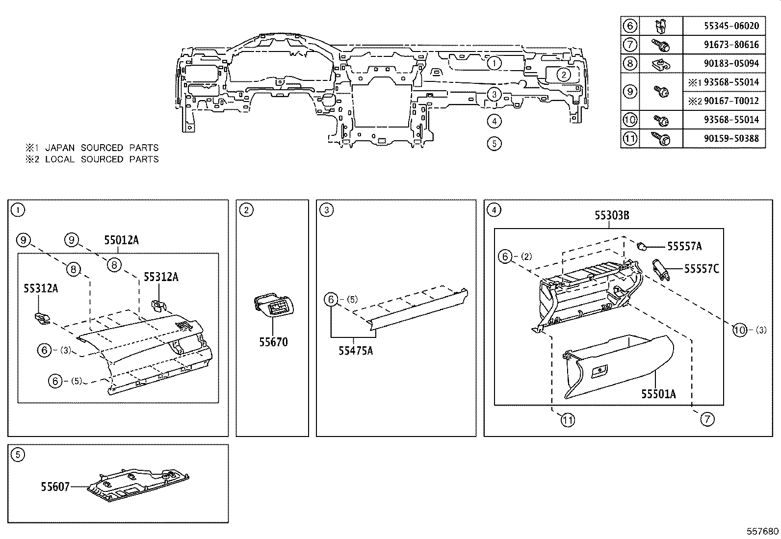 55405-06150 PANEL SUB-ASSY, INSTRUMENT CLUSTER FINISH, CENTER product image