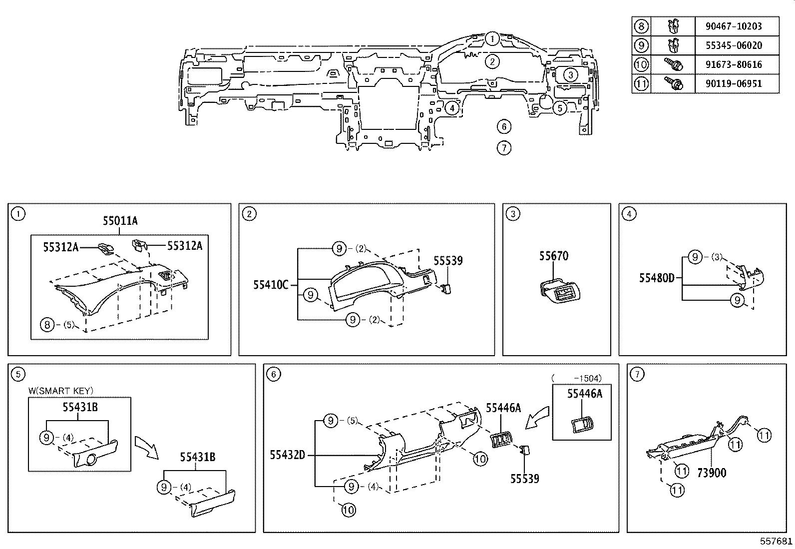 55405-06150 PANEL SUB-ASSY, INSTRUMENT CLUSTER FINISH, CENTER product image