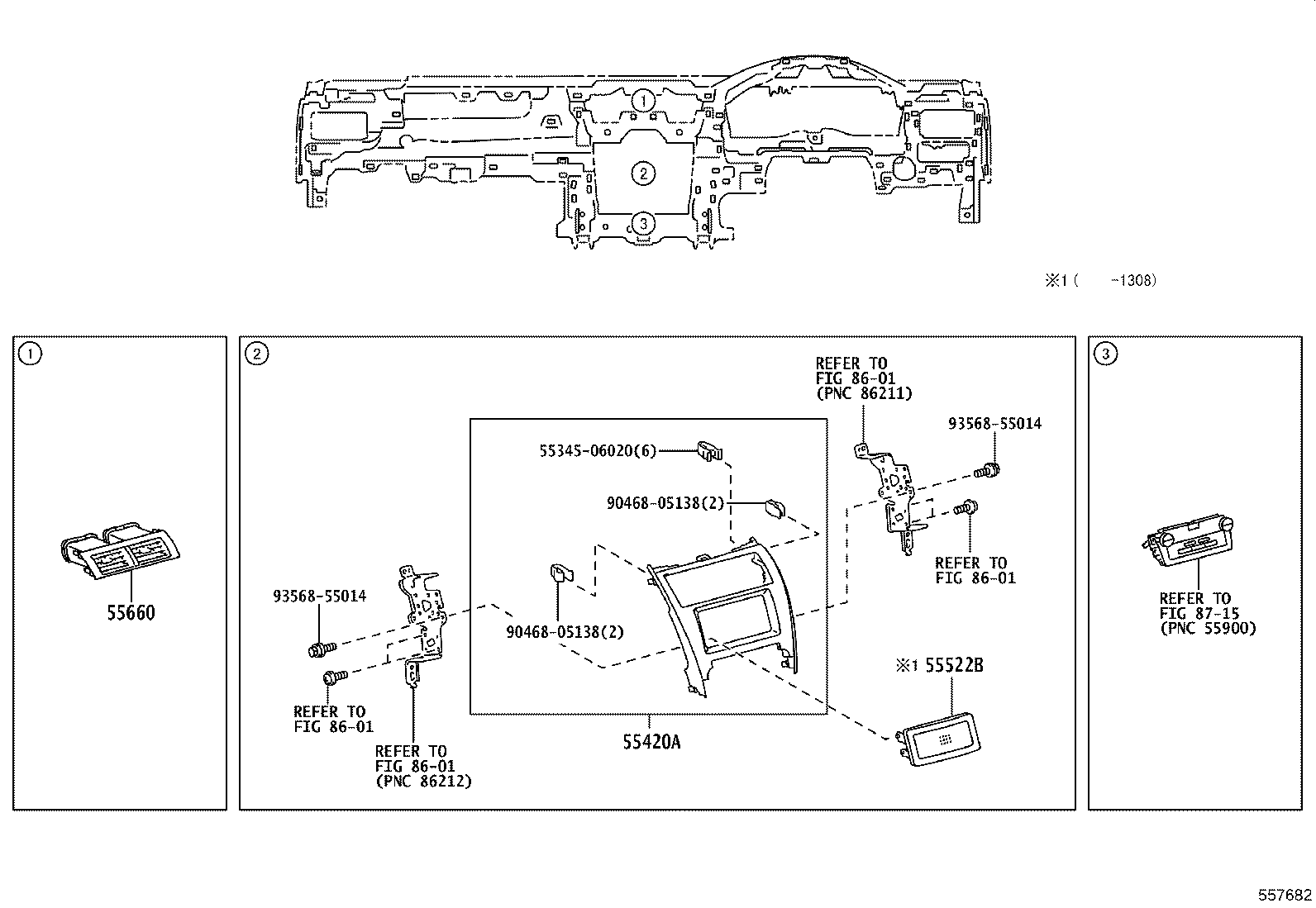 55405-06150 PANEL SUB-ASSY, INSTRUMENT CLUSTER FINISH, CENTER product image