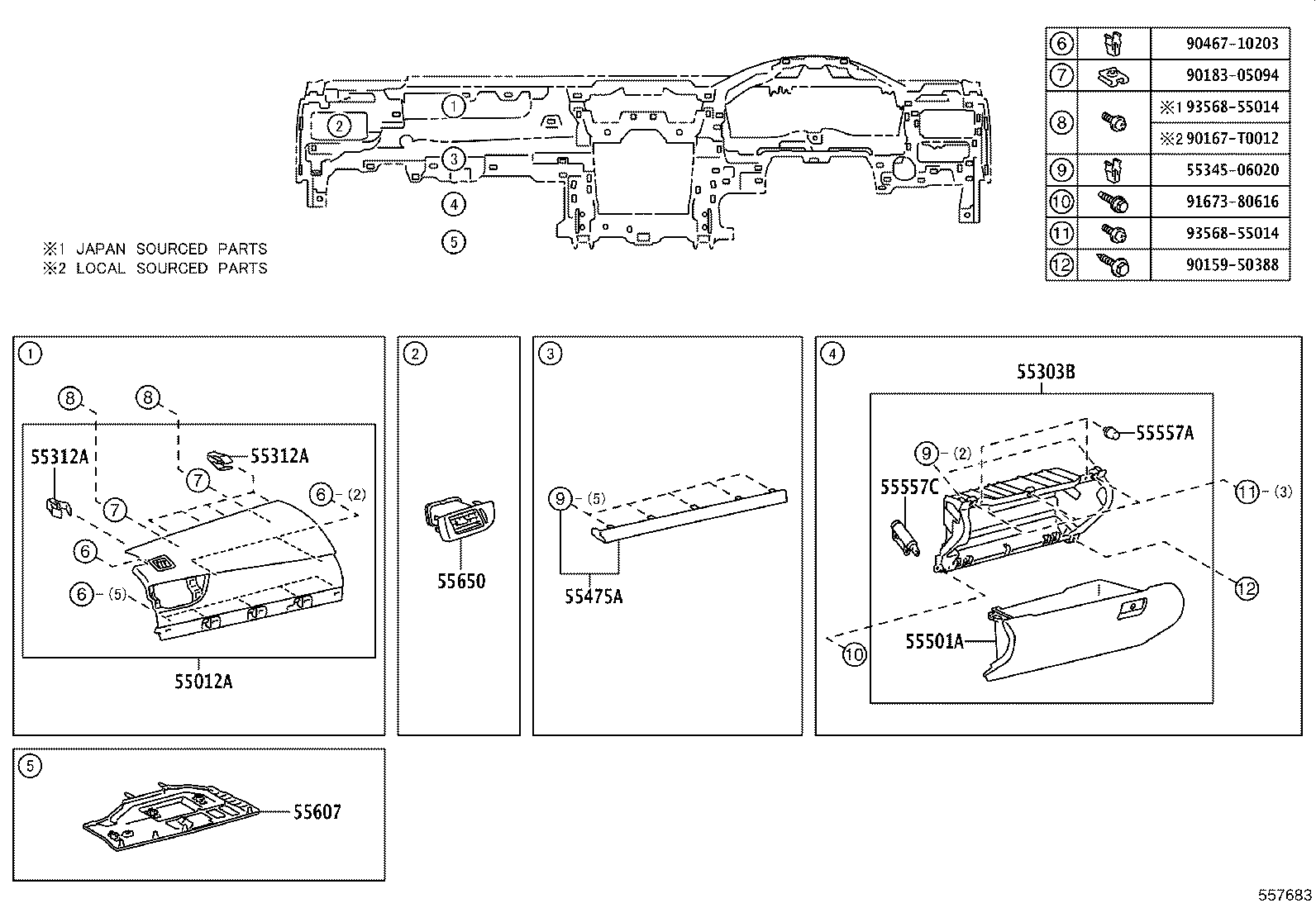 55405-06150 PANEL SUB-ASSY, INSTRUMENT CLUSTER FINISH, CENTER product image