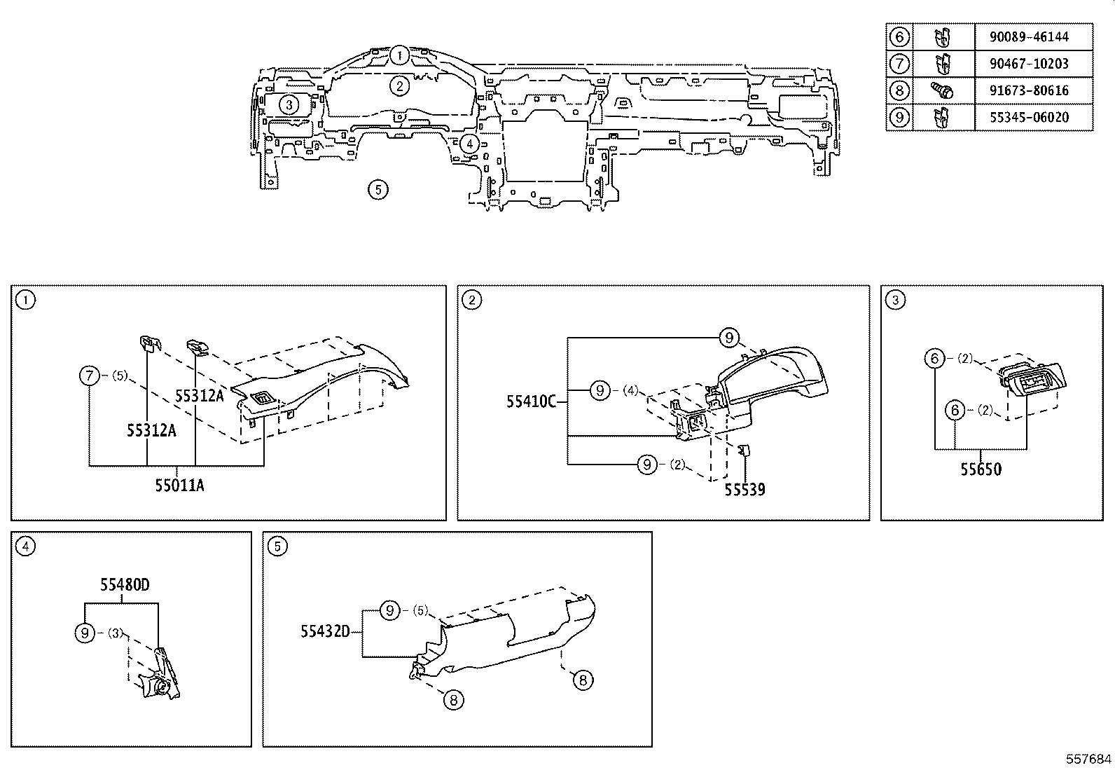 55405-06150 PANEL SUB-ASSY, INSTRUMENT CLUSTER FINISH, CENTER product image