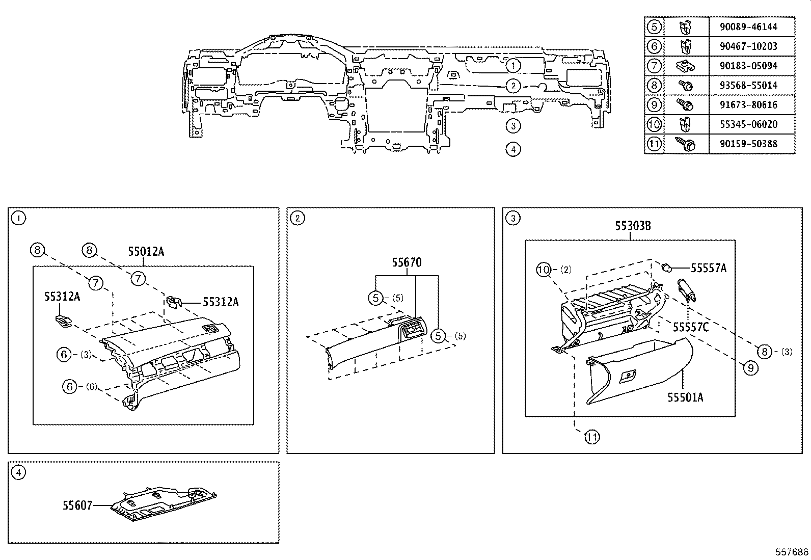 55405-06150 PANEL SUB-ASSY, INSTRUMENT CLUSTER FINISH, CENTER product image