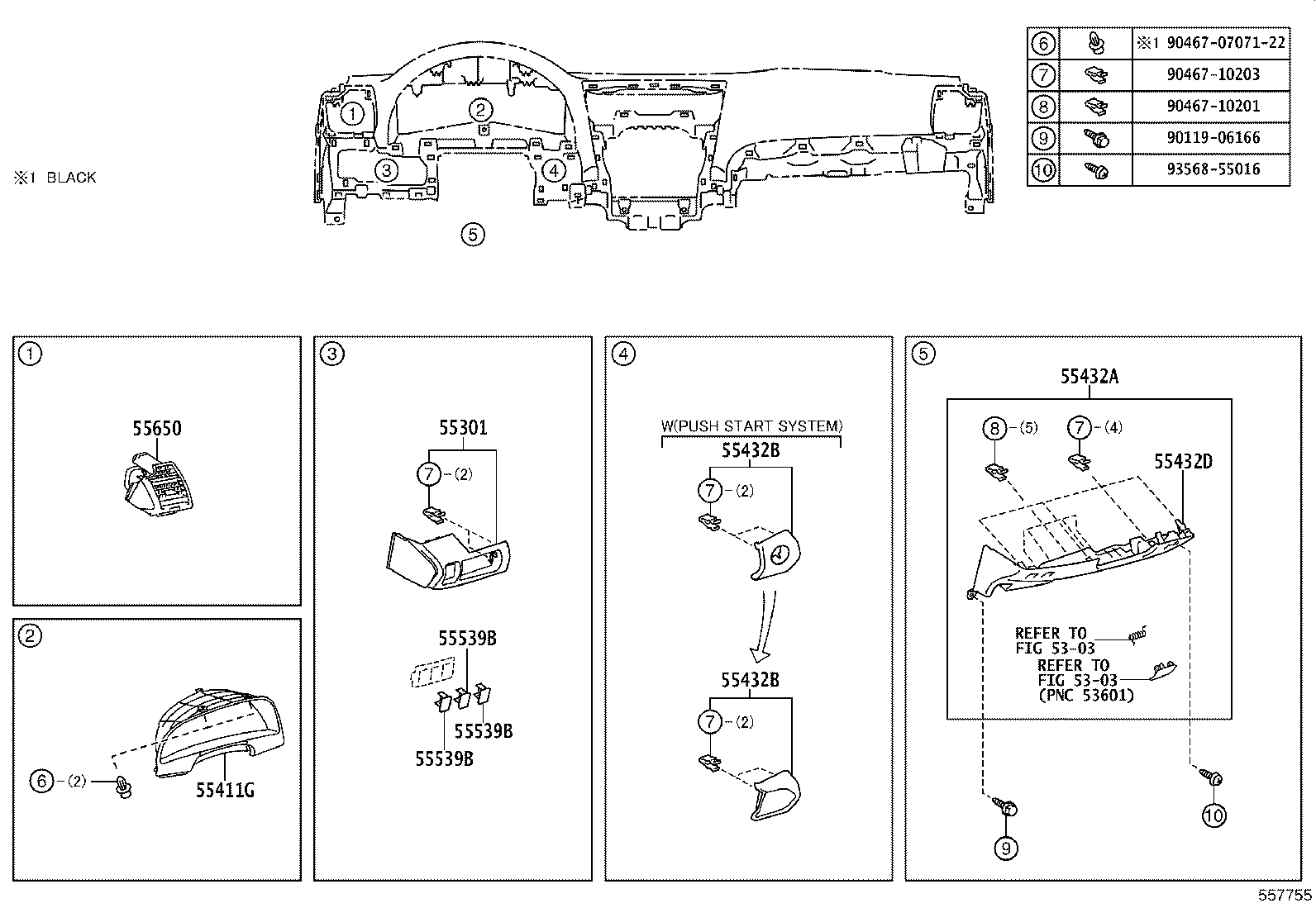55406-33100 PANEL SUB-ASSY, INSTRUMENT CLUSTER FINISH, LOWER CENTER product image