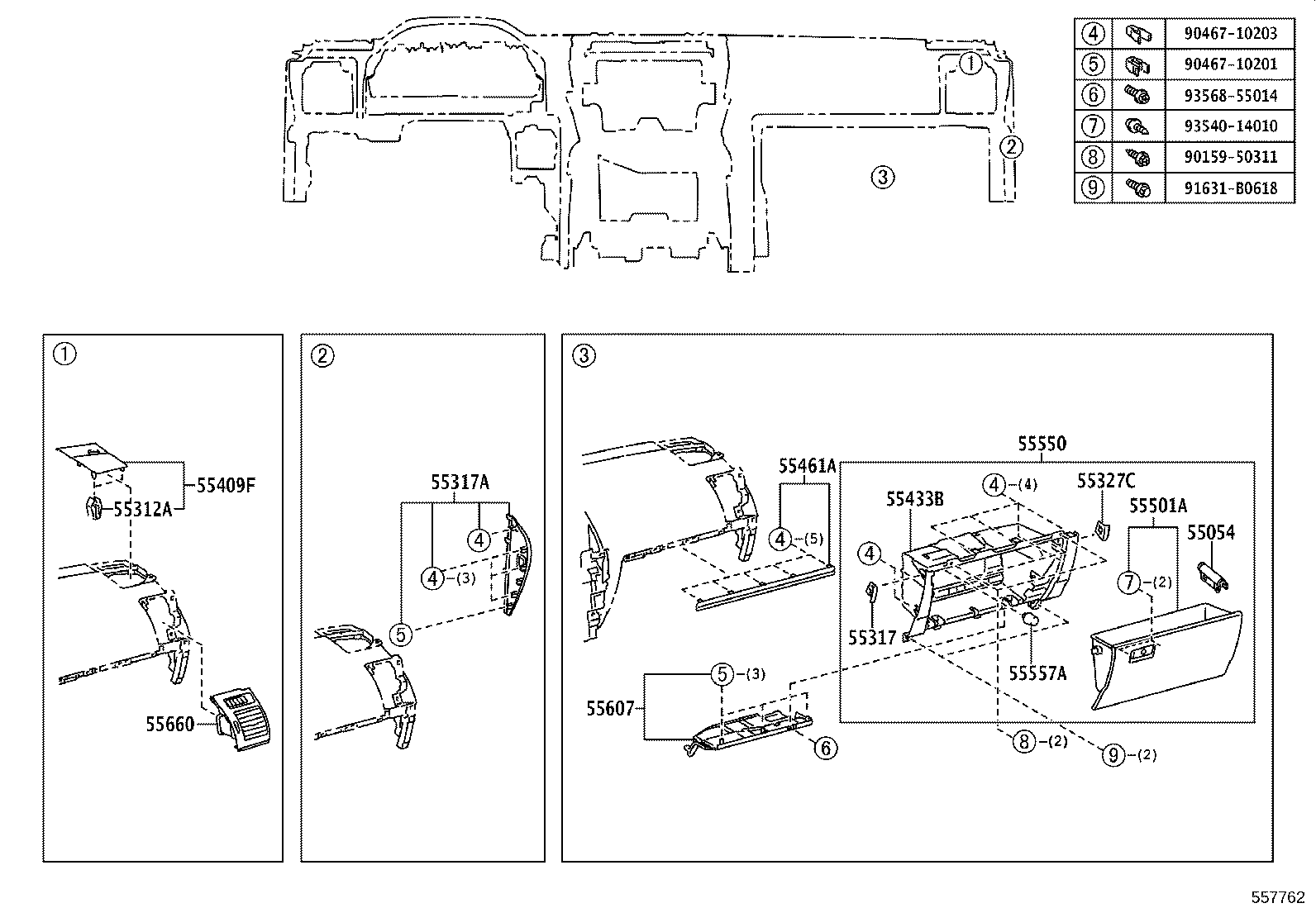 55405-60410 PANEL SUB-ASSY, INSTRUMENT CLUSTER FINISH, CENTER product image