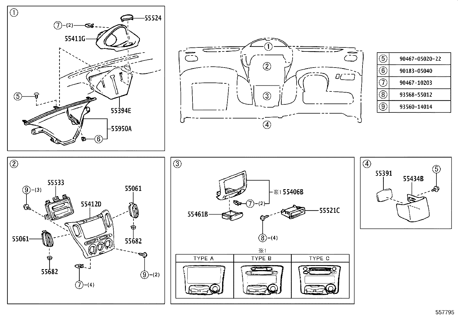 55306-52040 BRACE SUB-ASSY, INSTRUMENT PANEL, NO.1 product image