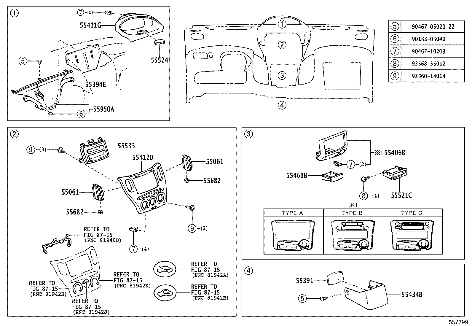 55306-52040 BRACE SUB-ASSY, INSTRUMENT PANEL, NO.1 product image