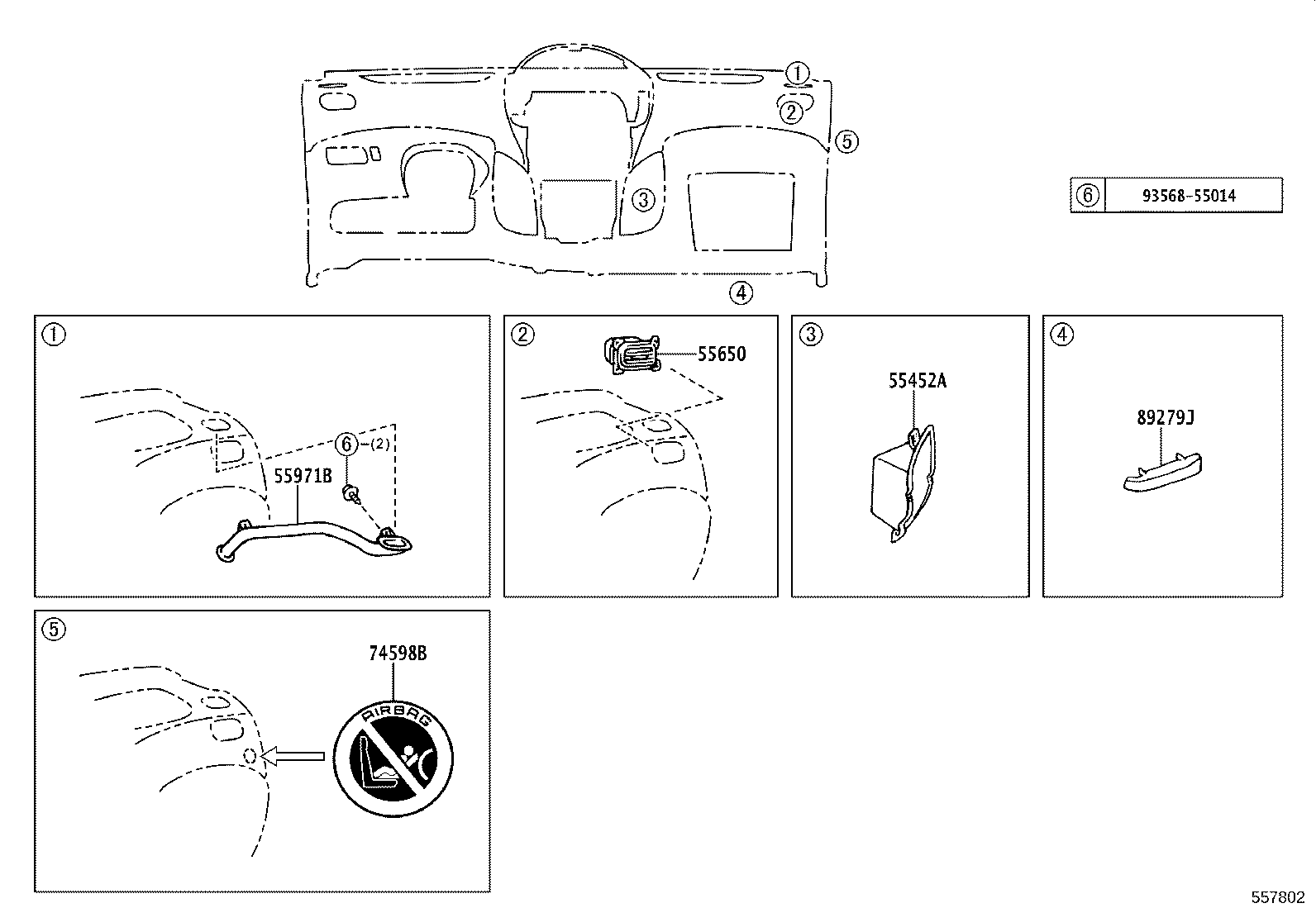 55306-52040 BRACE SUB-ASSY, INSTRUMENT PANEL, NO.1 product image