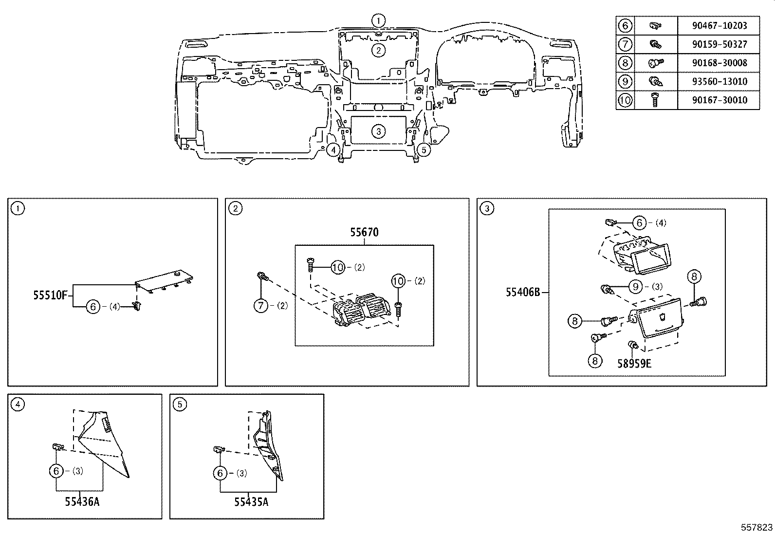 55054-30050 STOPPER SUB-ASSY, GLOVE COMPARTMENT DOOR product image