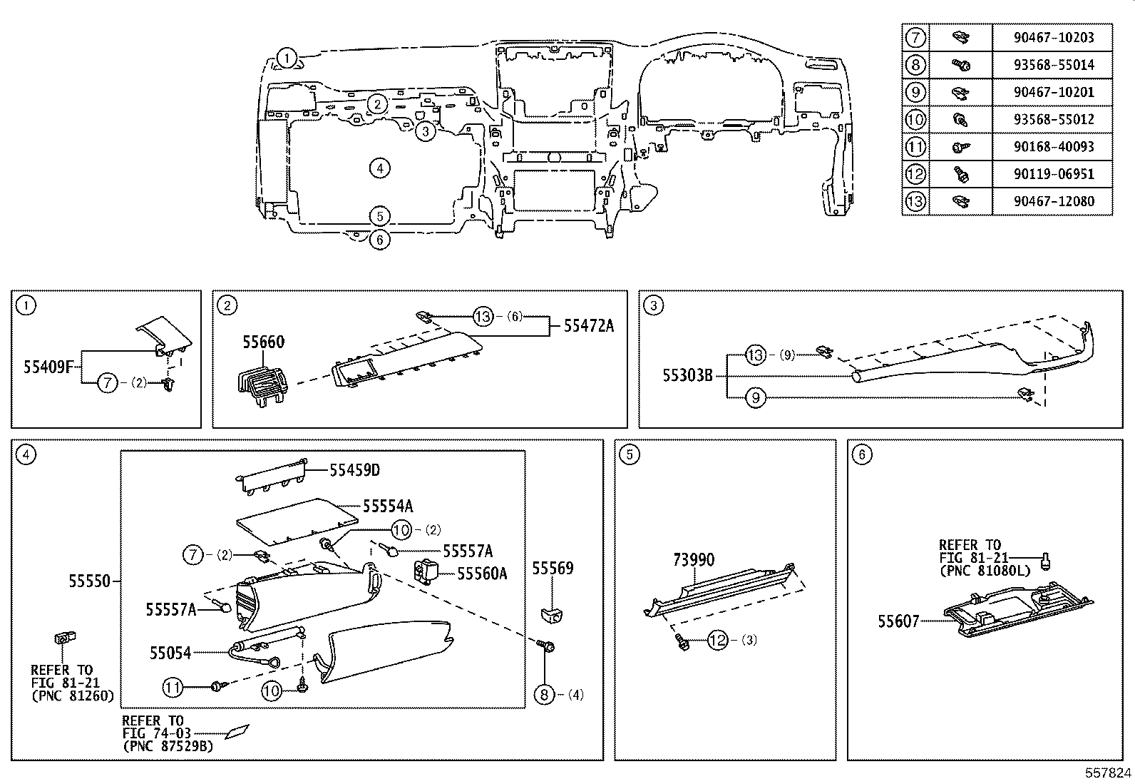 55054-30050 STOPPER SUB-ASSY, GLOVE COMPARTMENT DOOR product image