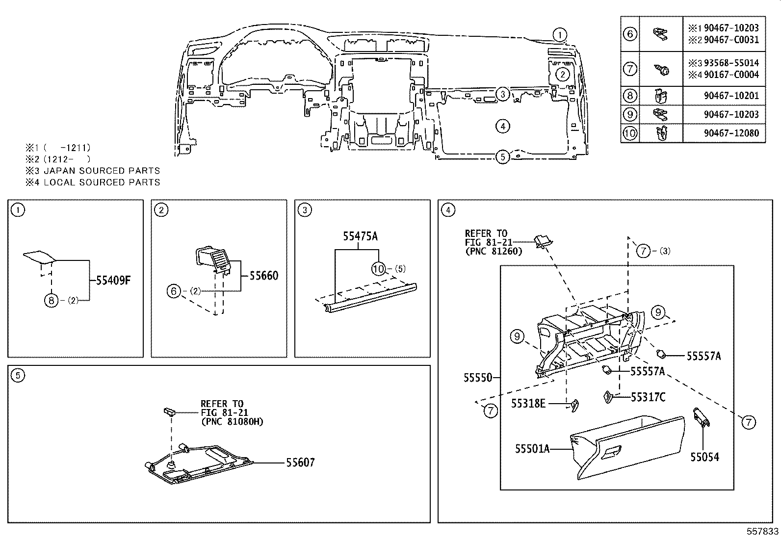 55405-0P060-B0 PANEL SUB-ASSY, INSTRUMENT CLUSTER FINISH, CENTER product image