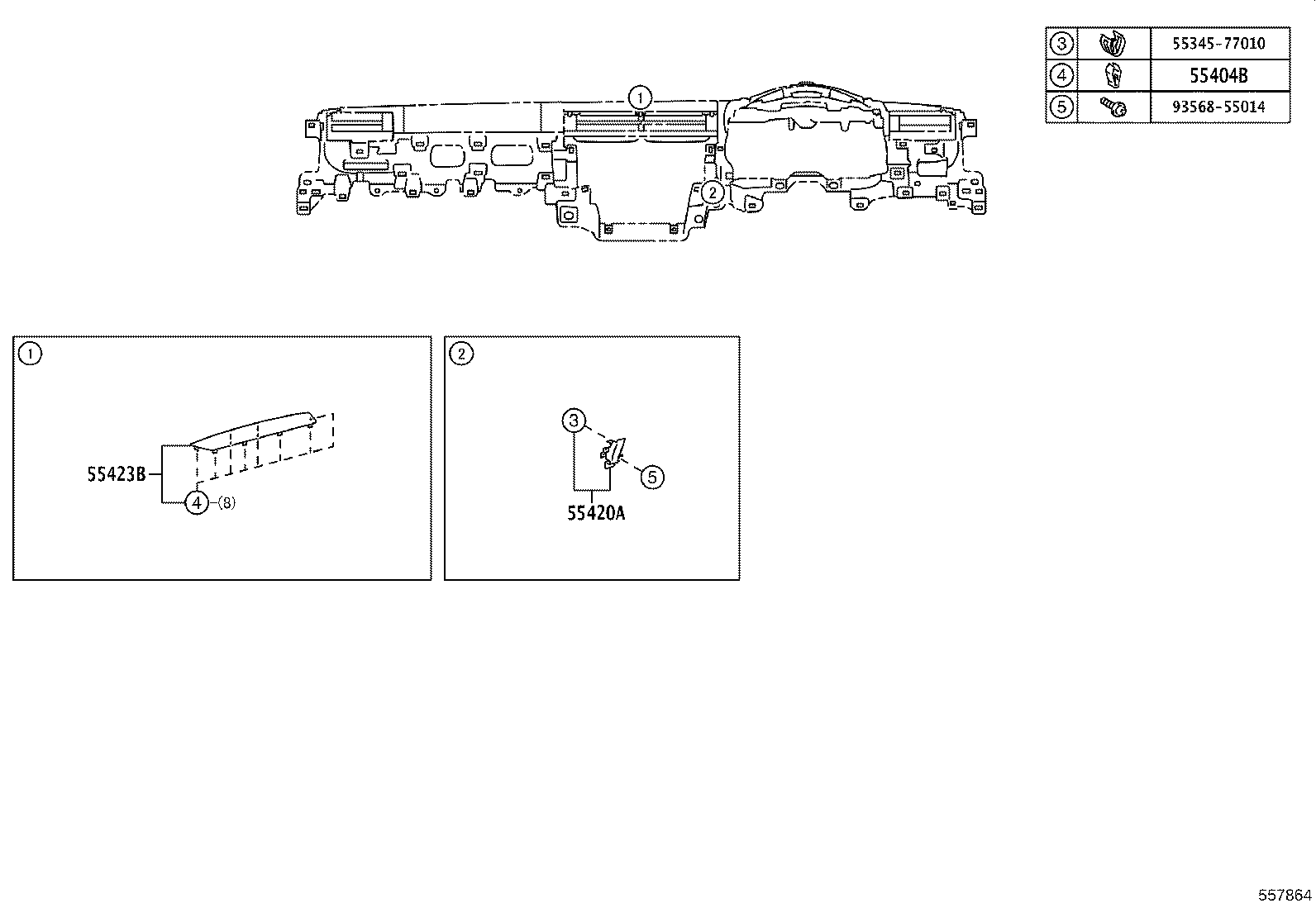 55306-77010 BRACE SUB-ASSY, INSTRUMENT PANEL, NO.1 product image