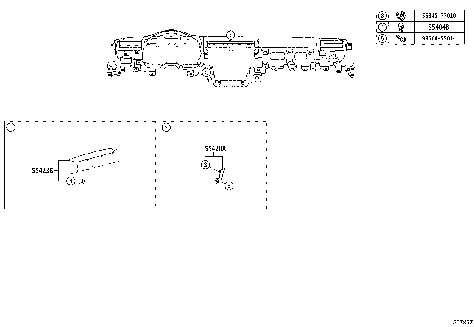 55306-77010 BRACE SUB-ASSY, INSTRUMENT PANEL, NO.1 product image
