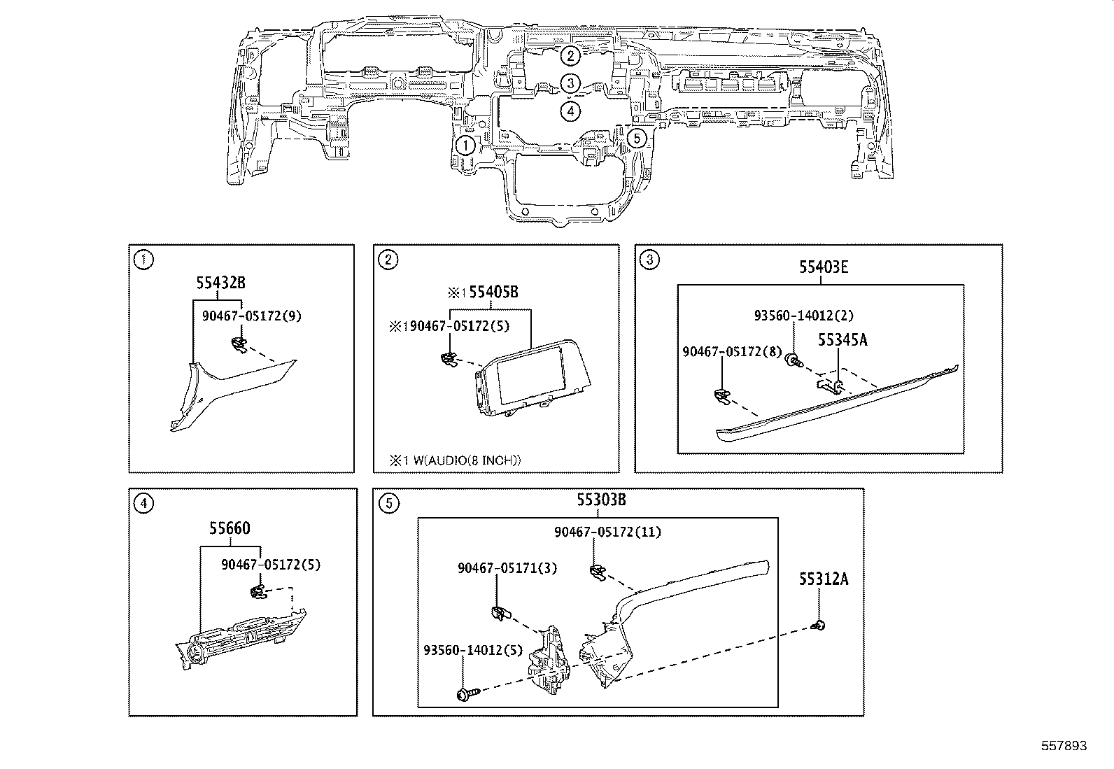 55306-30351 BRACE SUB-ASSY, INSTRUMENT PANEL, NO.1 product image
