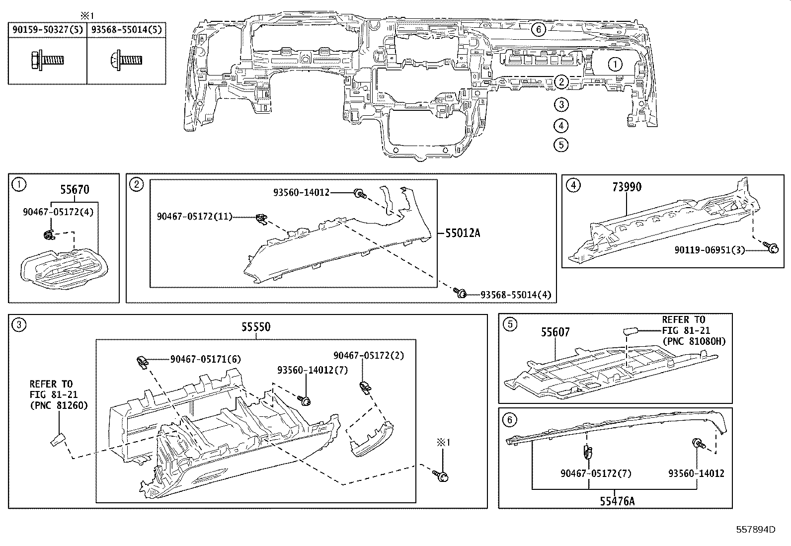 55306-30351 BRACE SUB-ASSY, INSTRUMENT PANEL, NO.1 product image