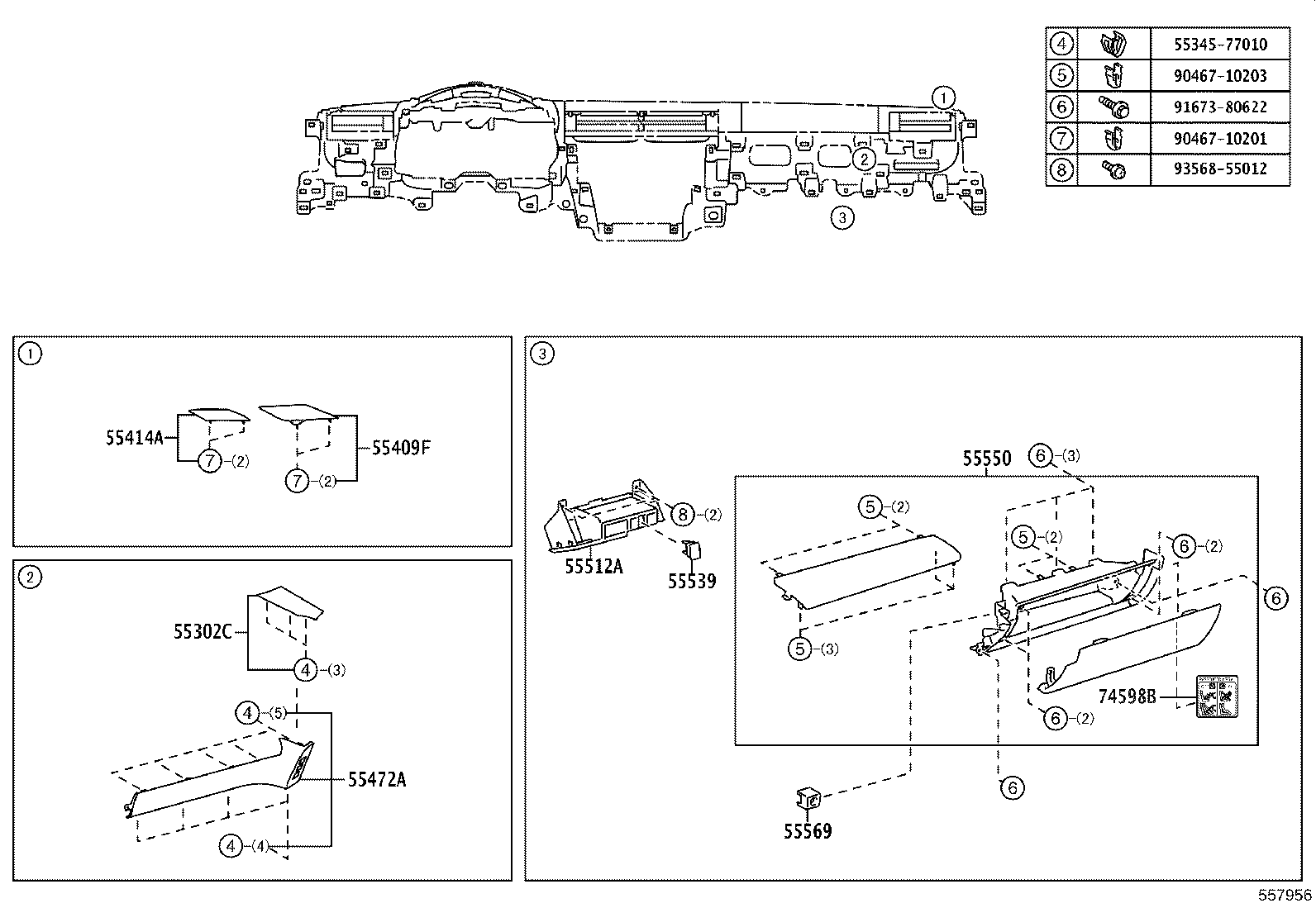 55306-77010 BRACE SUB-ASSY, INSTRUMENT PANEL, NO.1 product image