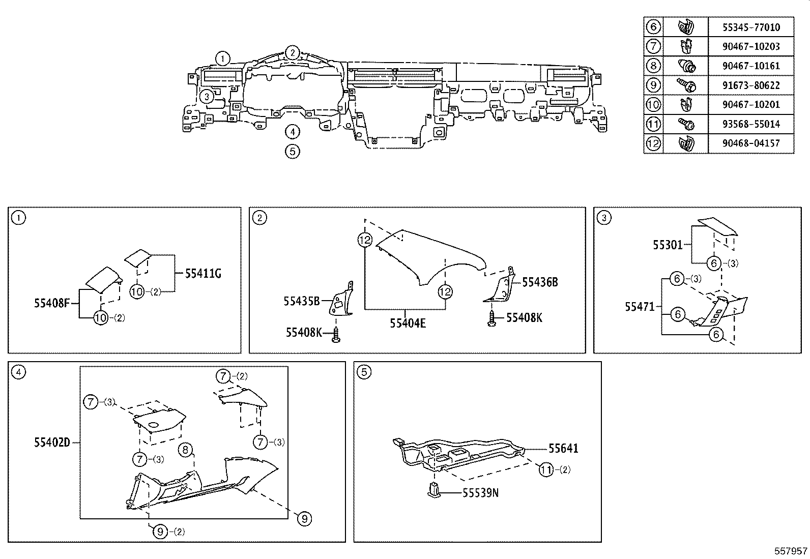 55306-77010 BRACE SUB-ASSY, INSTRUMENT PANEL, NO.1 product image