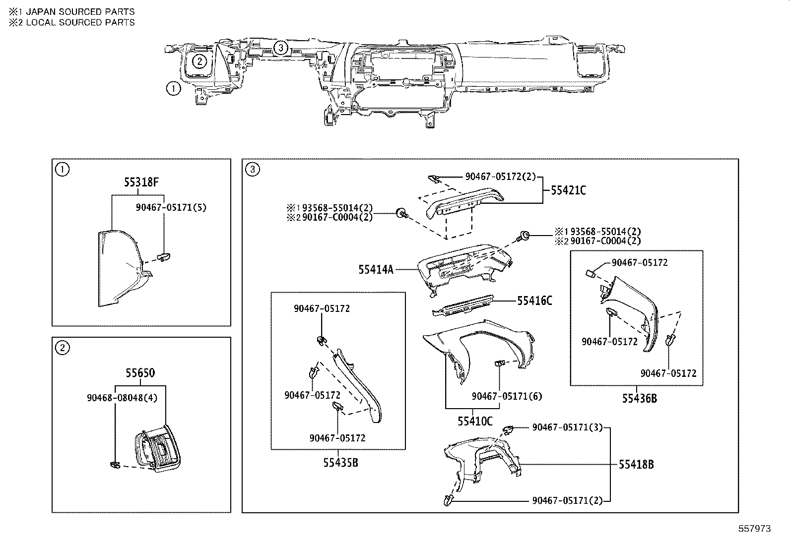 55405-0R090 PANEL SUB-ASSY, INSTRUMENT CLUSTER FINISH, CENTER product image