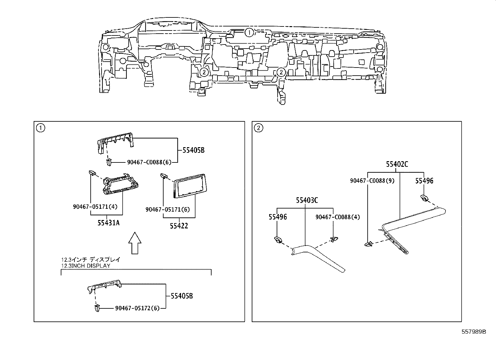 55405-08120 PANEL SUB-ASSY, INSTRUMENT CLUSTER FINISH, CENTER product image
