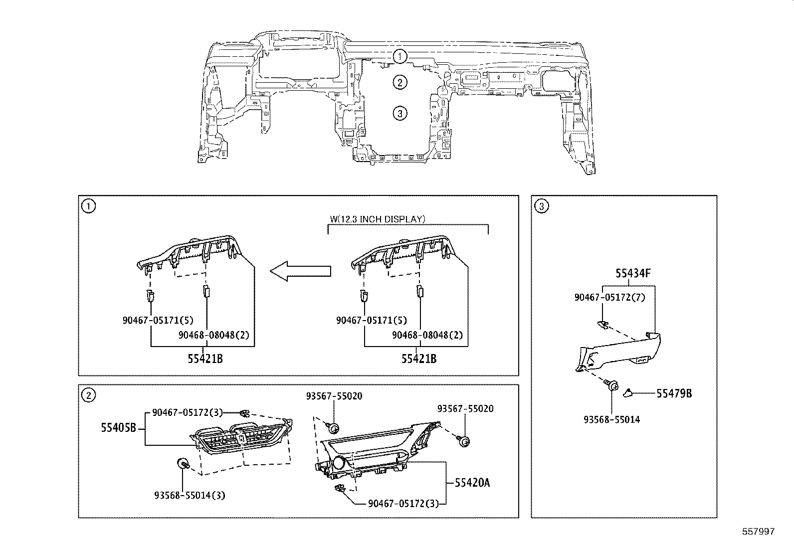 55405-76090 PANEL SUB-ASSY, INSTRUMENT CLUSTER FINISH, CENTER product image