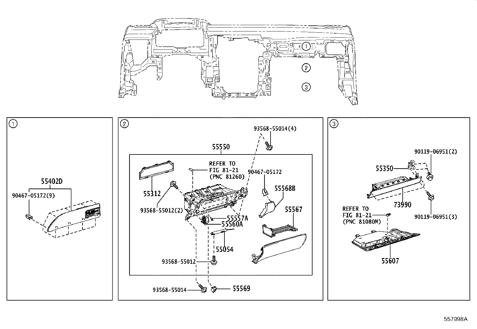 55405-76090 PANEL SUB-ASSY, INSTRUMENT CLUSTER FINISH, CENTER product image