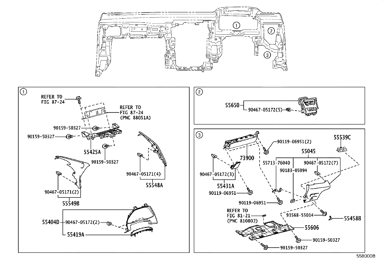 55405-76090 PANEL SUB-ASSY, INSTRUMENT CLUSTER FINISH, CENTER product image