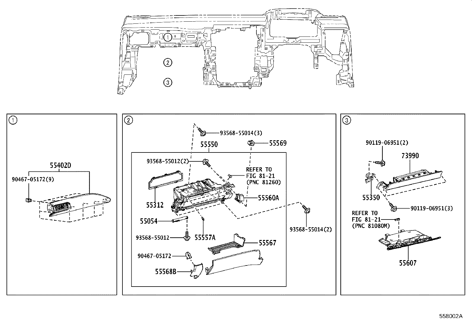55405-76090 PANEL SUB-ASSY, INSTRUMENT CLUSTER FINISH, CENTER product image
