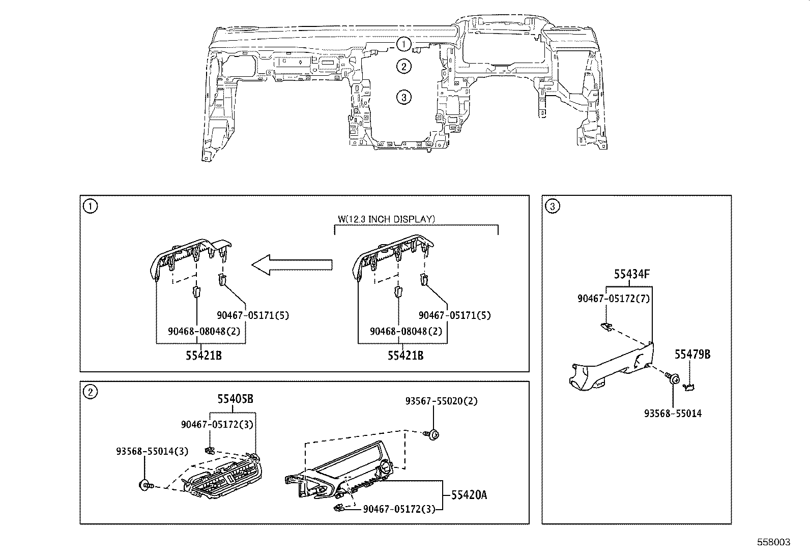 55405-76090 PANEL SUB-ASSY, INSTRUMENT CLUSTER FINISH, CENTER product image