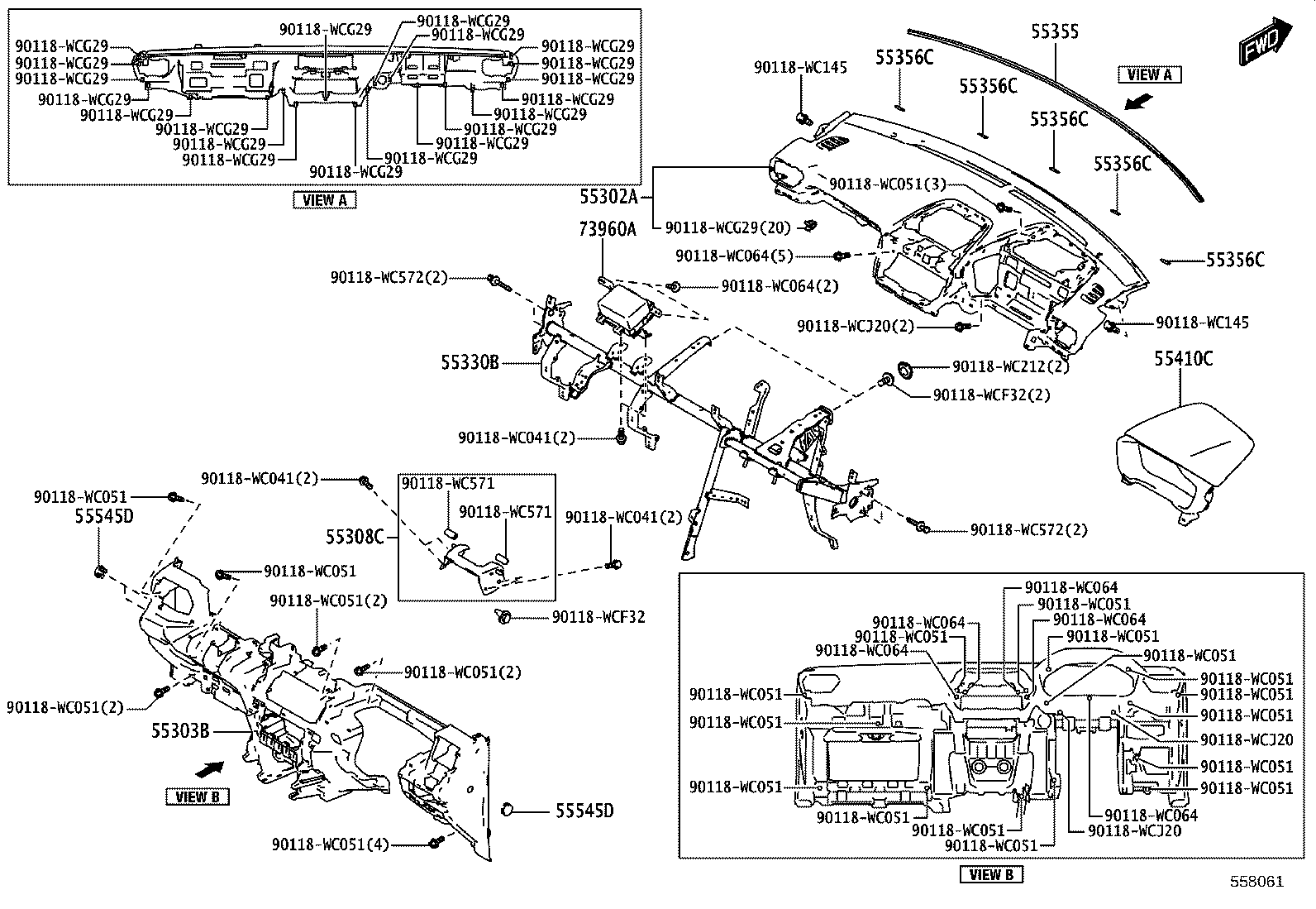 55405-WC015 PANEL SUB-ASSY, INSTRUMENT CLUSTER FINISH, CENTER product image