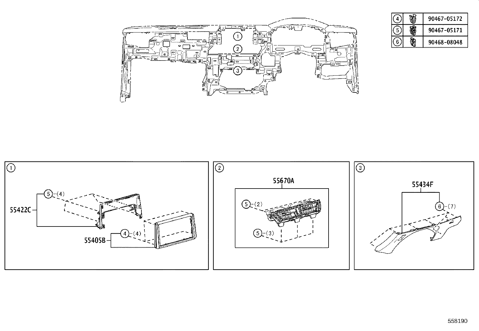 55307-12460 BRACE SUB-ASSY, INSTRUMENT PANEL, NO.2 product image