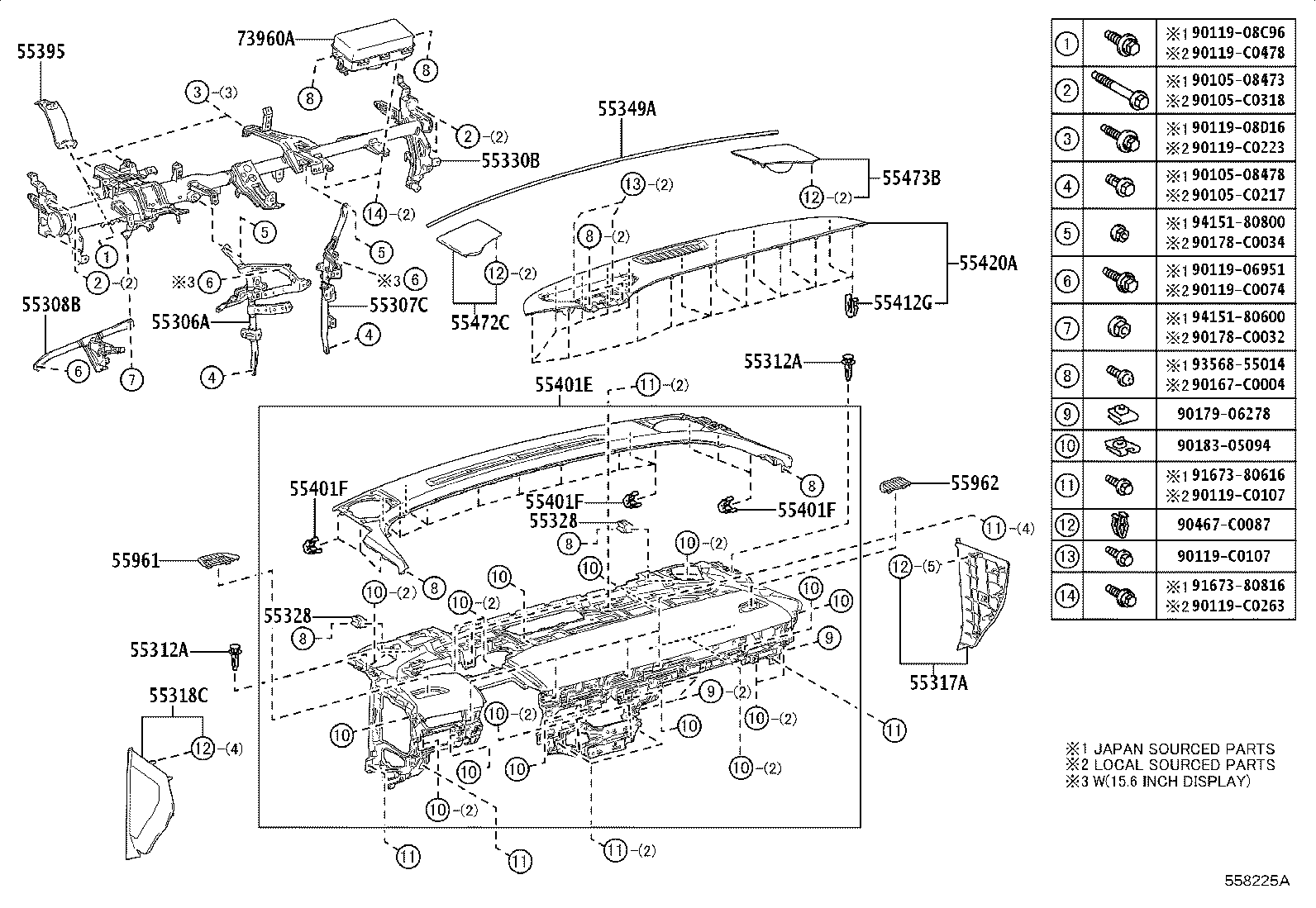 55054-06030 STOPPER SUB-ASSY, GLOVE COMPARTMENT DOOR product image