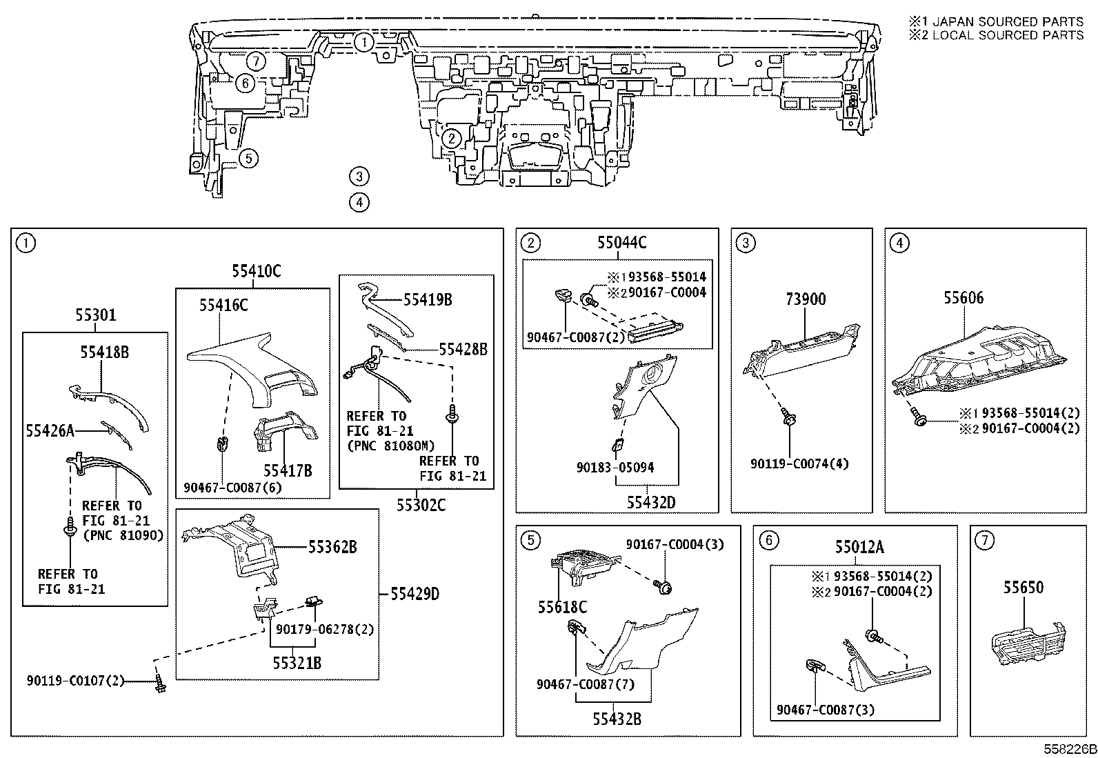 55054-06030 STOPPER SUB-ASSY, GLOVE COMPARTMENT DOOR product image
