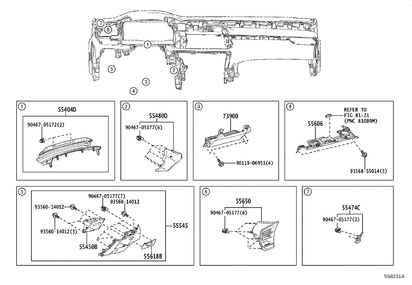 55306-48210 BRACE SUB-ASSY, INSTRUMENT PANEL, NO.1 product image