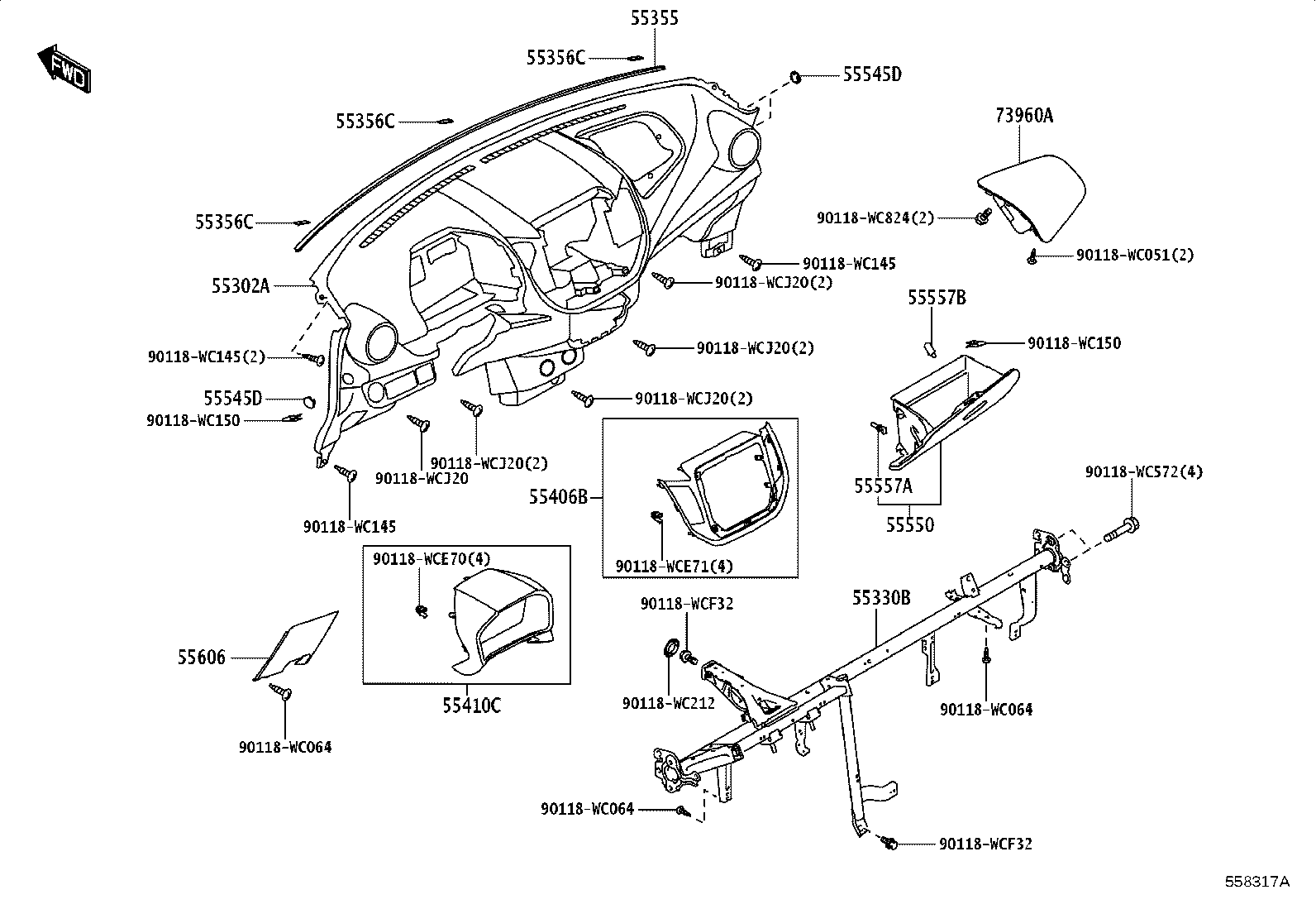 55302-WC015 PANEL SUB-ASSY, INSTRUMENT, UPPER product image