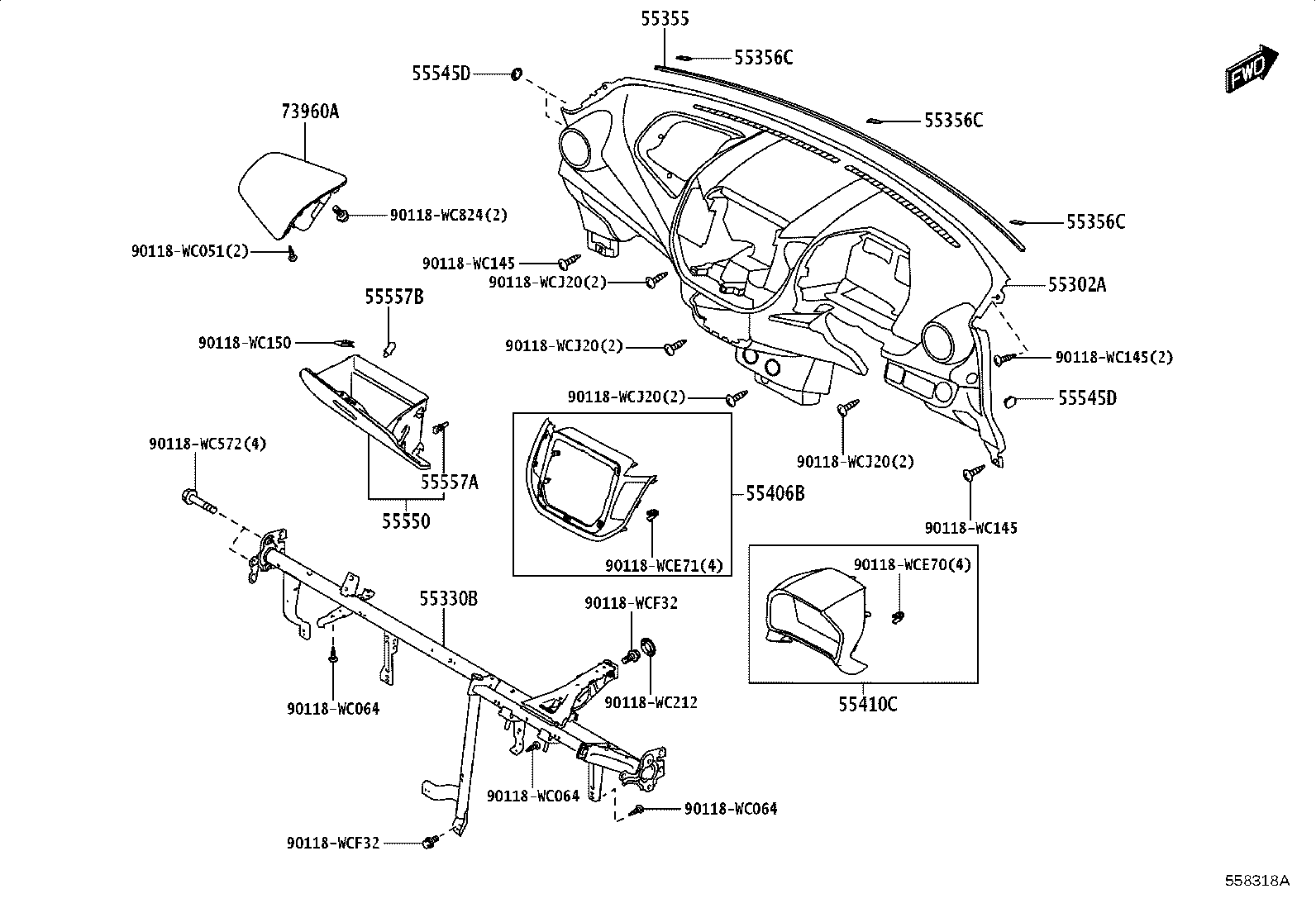 55302-WC015 PANEL SUB-ASSY, INSTRUMENT, UPPER product image