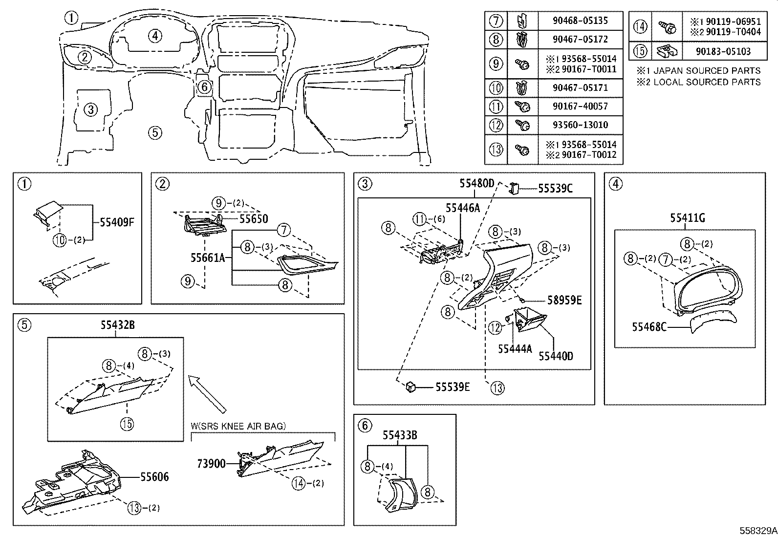 55046-0D170 PANEL SUB-ASSY, INSTRUMENT PANEL FINISH, LOWER LH product image