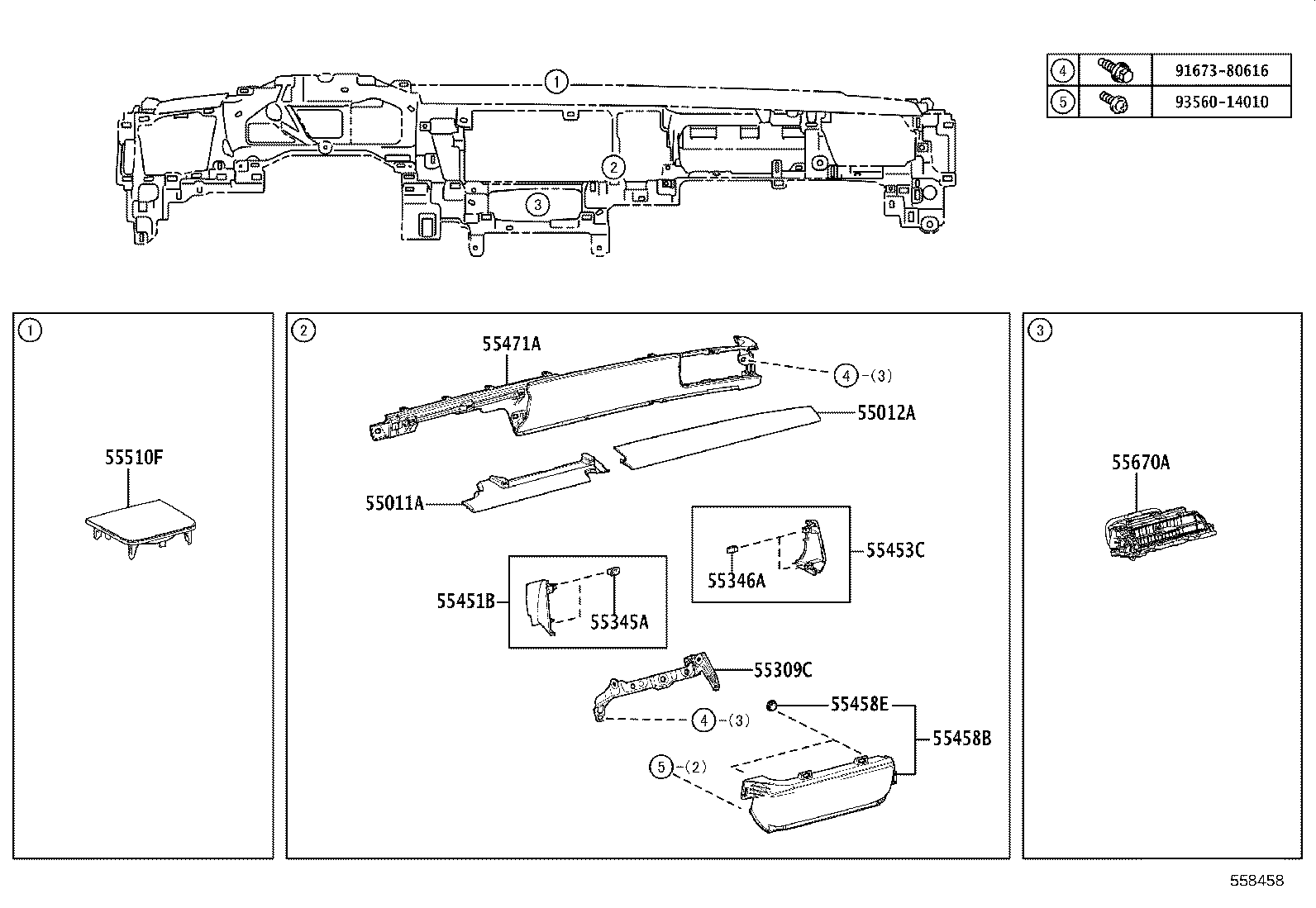 55044-11010-J0 PANEL SUB-ASSY, INSTRUMENT PANEL FINISH, UPPER product image