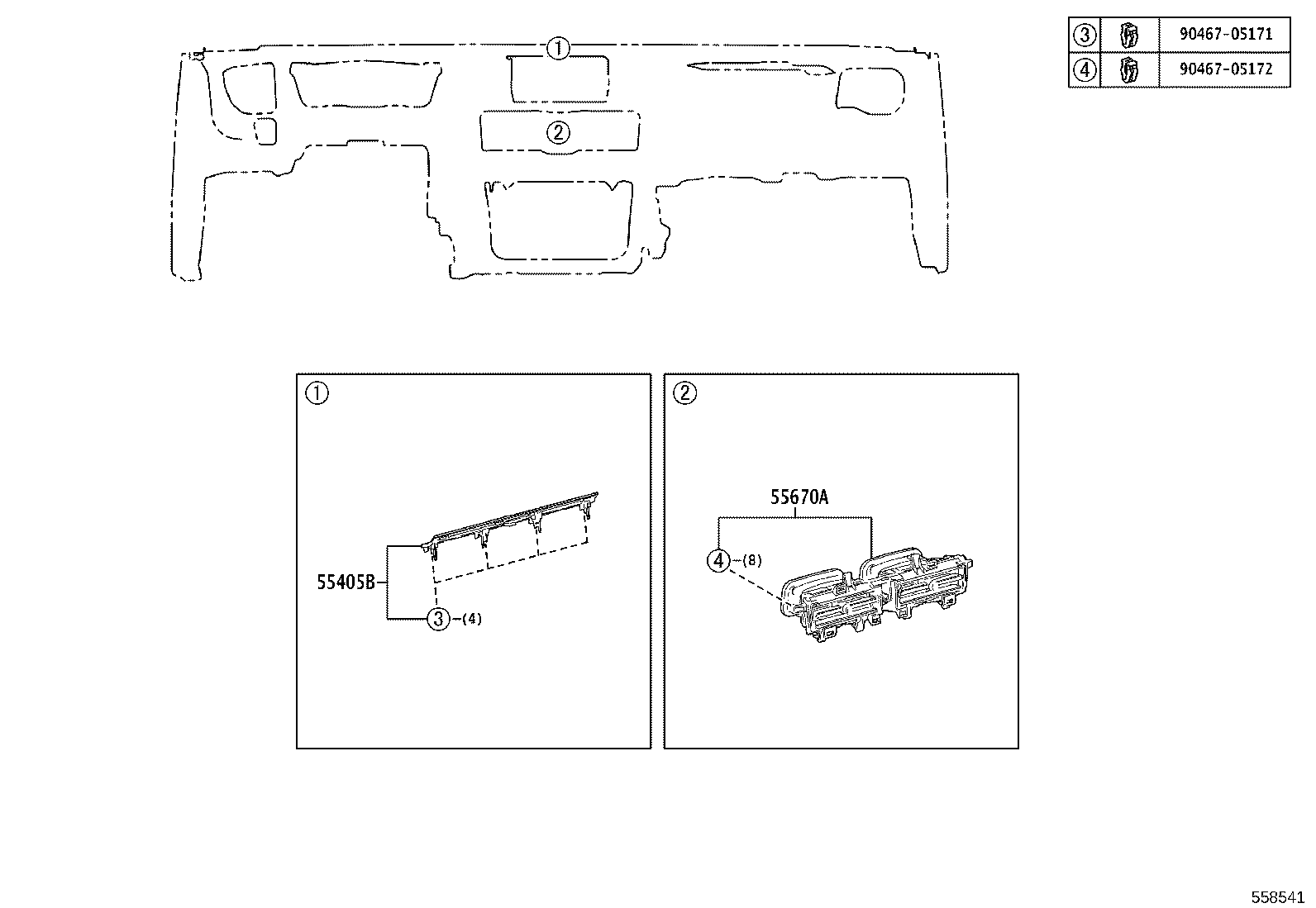 55307-40050 BRACE SUB-ASSY, INSTRUMENT PANEL, NO.2 product image