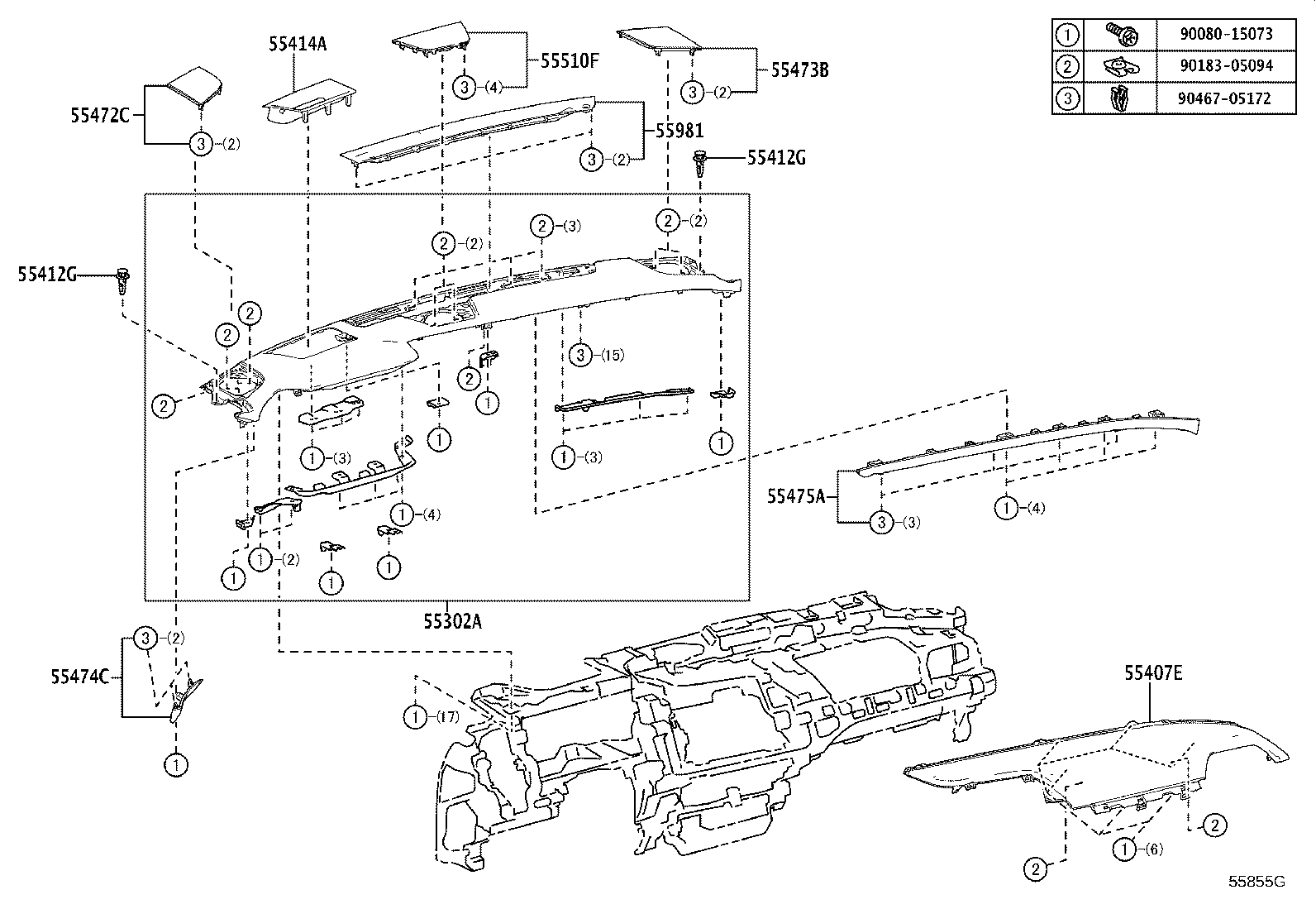 55302-0E010-C0 PANEL SUB-ASSY, INSTRUMENT, UPPER product image